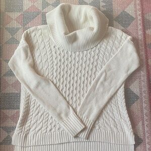 American Eagle Outfitters Ivory Cable Turtleneck Sweater